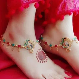 Anouk Gold-Plated Artificial Stones Studded Anklet image 2