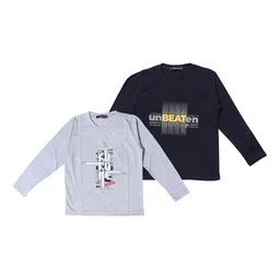 NeuVin Kids Pack Of 2 Typography Printed Round Neck T-shirts-picture-35