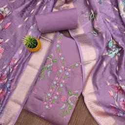 Maroosh Floral Embroidered Beads And Stones Cotton Unstitched Dress Material-picture-10