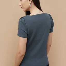 CODE by Lifestyle Women Solid Round Neck T-shirt image 4
