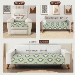 URBAN SPACE Green & Sea Green Printed Polyester 1 Piece Sofa Cover image 2