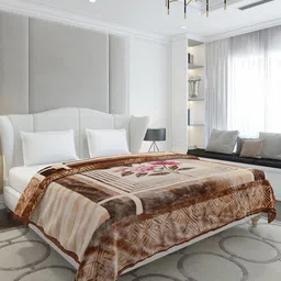 Monte Carlo Camel Brown Heavy Winter Double Bed Blanket 1136 GSM image 3