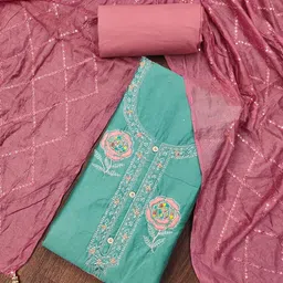 LeeliPeeri Designer Floral Embroidered Thread Work Unstitched Dress Material-picture-15