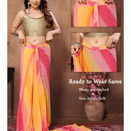 V3 FASHION STUDIO Striped Printed Saree With Blouse image 3