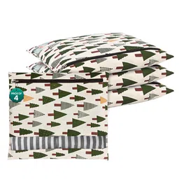 Kuber Industries Green & white 4 Pieces Printed Cotton Regular Saree Organisers-picture-40