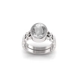Todani Jems 11.25 Ratti White Sapphire Pukhraj Loose Gemstone Adjustable Ring-picture-26