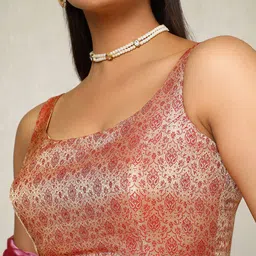 Soch Woven Design U Neck Saree Blouse image 3
