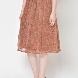 CORSICA Women Floral Printed Chiffon Casual Flared Midi Flared Skirt image 4