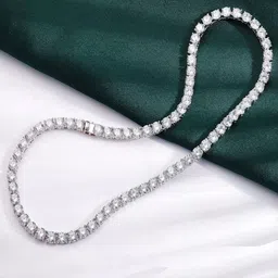 Beadzz fashion Silver-Plated Cubic Zirconia Studded Minimal Chain-image-1