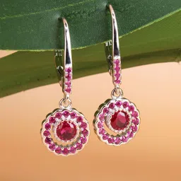 DEVASHREE 925 Silver Rhodium-Plated Cubic Zirconia Studded Circular Shaped Hoop Earrings-picture-30