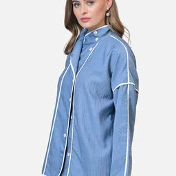 OFFICE & YOU Women Mock Collar Self Design Casual Tailored Jacket image 5