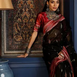 Sangria Woven Design Pure Cotton Banarasi Saree-image-94