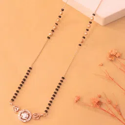 Hisa Rose Gold-Plated American Diamond Studded & Artificial Beaded Mangalsutra-picture-10
