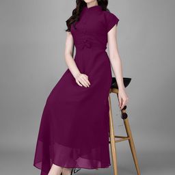 Krunal Raiyani Women Solid Applique Fit & Flare Maxi Dress-picture-37