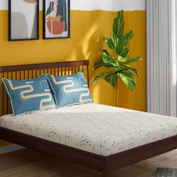 Portico Tagtrend White & Blue Ethnic Motifs Cotton 164 TC King Bedsheet Set-2.24mx2.74m-image-35