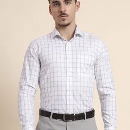 METAL Grid Tattersall Checked Slim Fit Pure Cotton Formal Shirt-picture-13