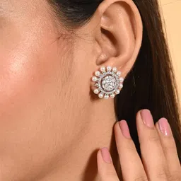 RATNAVALI JEWELS Floral Studs Earrings image 4