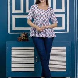 UNIFY FASHION Women Floral Printed Cotton Empire Top-picture-22