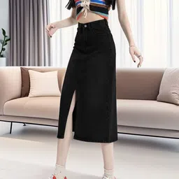 StyleCast Women Mid-Rise A-Line Front-Slit Midi Skirt-picture-25
