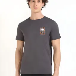 SZN Men Kung Fu Panda Printed Regular Fit Round Neck T-shirt-image-89