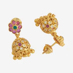 Kushal's Fashion Jewellery Gold-Plated Dome Shaped Temple Jhumkas Earrings image 3