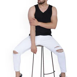 SLOWLORIS Pack Of 2 Printed Sleeveless Bio Washed Combed Cotton Gym Vests image 5