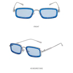OUDI Women Blue Lens & Silver-Toned Square Sunglasses with image 3