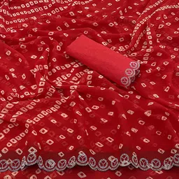 Peachmode Bandhani Printed Beads and Stones Saree image 2