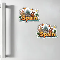 GIFTODAY Set Of 2 White & Yellow Spain Printed Decorative Magnets image 4