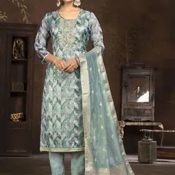 Maroosh Embellished Organza Unstitched Dress Material-picture-11