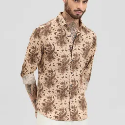 Snitch Men Smart Spread Collar Floral Printed Casual Shirt-image-76