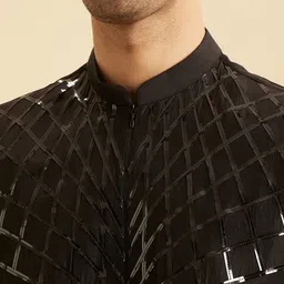 Manyavar Men Woven Design Mandarin Collar Kurta with Trousers image 2