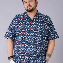 UNSIZED Abstract Printed Spread Collar Cotton Casual Shirt-picture-24