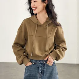 StyleCast Hooded Long Sleeves Pullover Crop Sweatshirt image 2