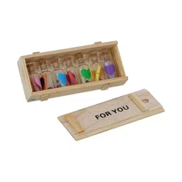 ASIDEA Unisex Beige & Red Textured 7 Messages Bottles Wooden & Glass Showpiece-1.18 Inch image 3