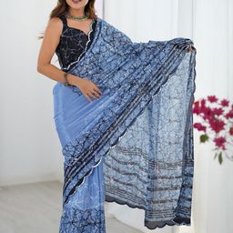 all about you Ethnic Motifs Mirror Work Silk Blend Saree-picture-21