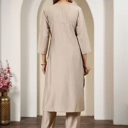 HERE&NOW Women Floral Embroidered Regular Thread Work Kurta with Trousers & With Dupatta image 5