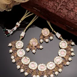 Anouk Gold-Plated Kundan-Stone Studded & Pearls Jewellery Set-image-58