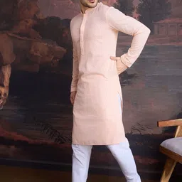 House of Pataudi Floral Embroidered Mandarin Collar Chikankari Straight Kurta With Pyjamas image 4