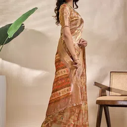 ADR CHIKANKARI Ethnic Motifs Silk Blend Handloom Mysore Silk Saree image 2