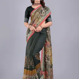 Kemza Floral Printed Saree With Blouse Piece image 4