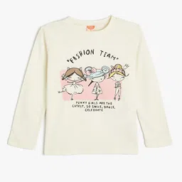 Koton Girls Graphic Printed Round Neck Cotton T-shirt-picture-21