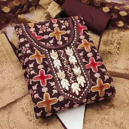 KALINI Embellished Organza Unstitched Dress Material image 2