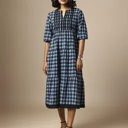 Chemistry Women Cotton Checked A-Line Midi Dress-picture-21