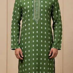 BAESD Geometric Printed Mandarin Collar Pure Cotton Straight Kurta With Pyjamas image 3