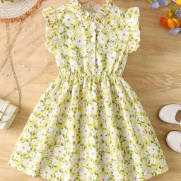Miss & Chief Girls Floral Printed Mock Neck Fit & Flare Dress-picture-12