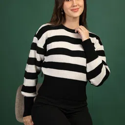 Mast & Harbour Women Striped Woollen Pullover image 3