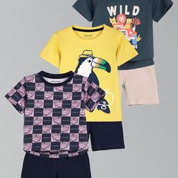 HELLCAT Boys Pack Of 3 Printed Round Neck T-Shirts With Shorts-picture-22