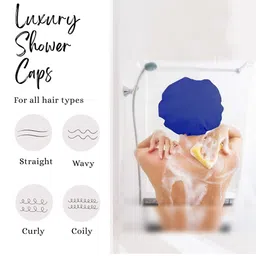 BodyHerbals Set Of 2 Reusable Waterproof Shower Caps- Blue image 3