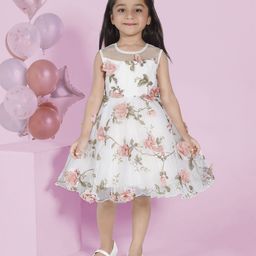 Ministitch Girls Floral Printed Applique Fit & Flare Dress-picture-20